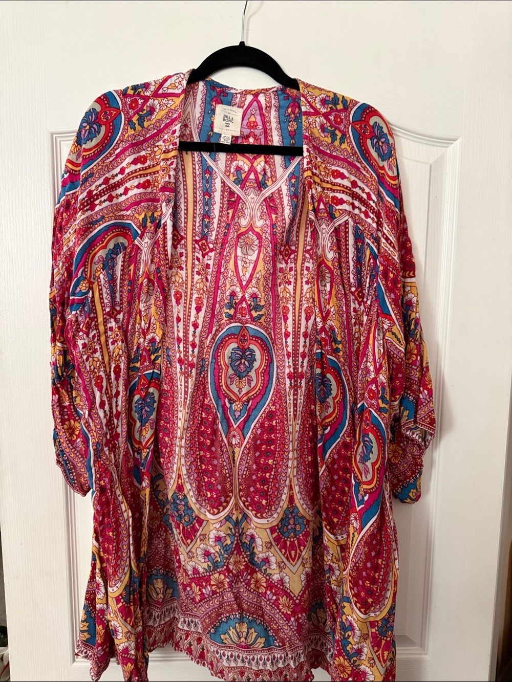 Billabong Pink Multi Paisley Open-Front Kimono